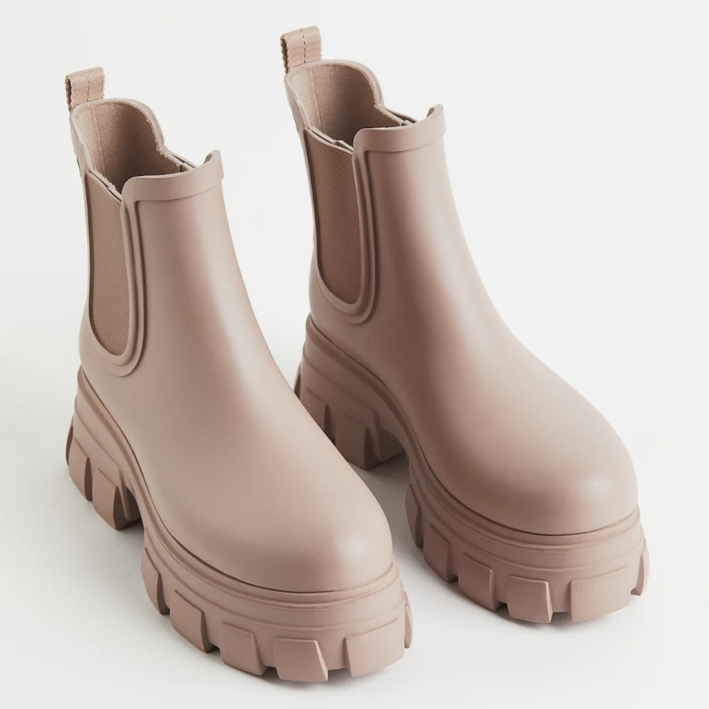 Women's Beige Ankle Rain Boots